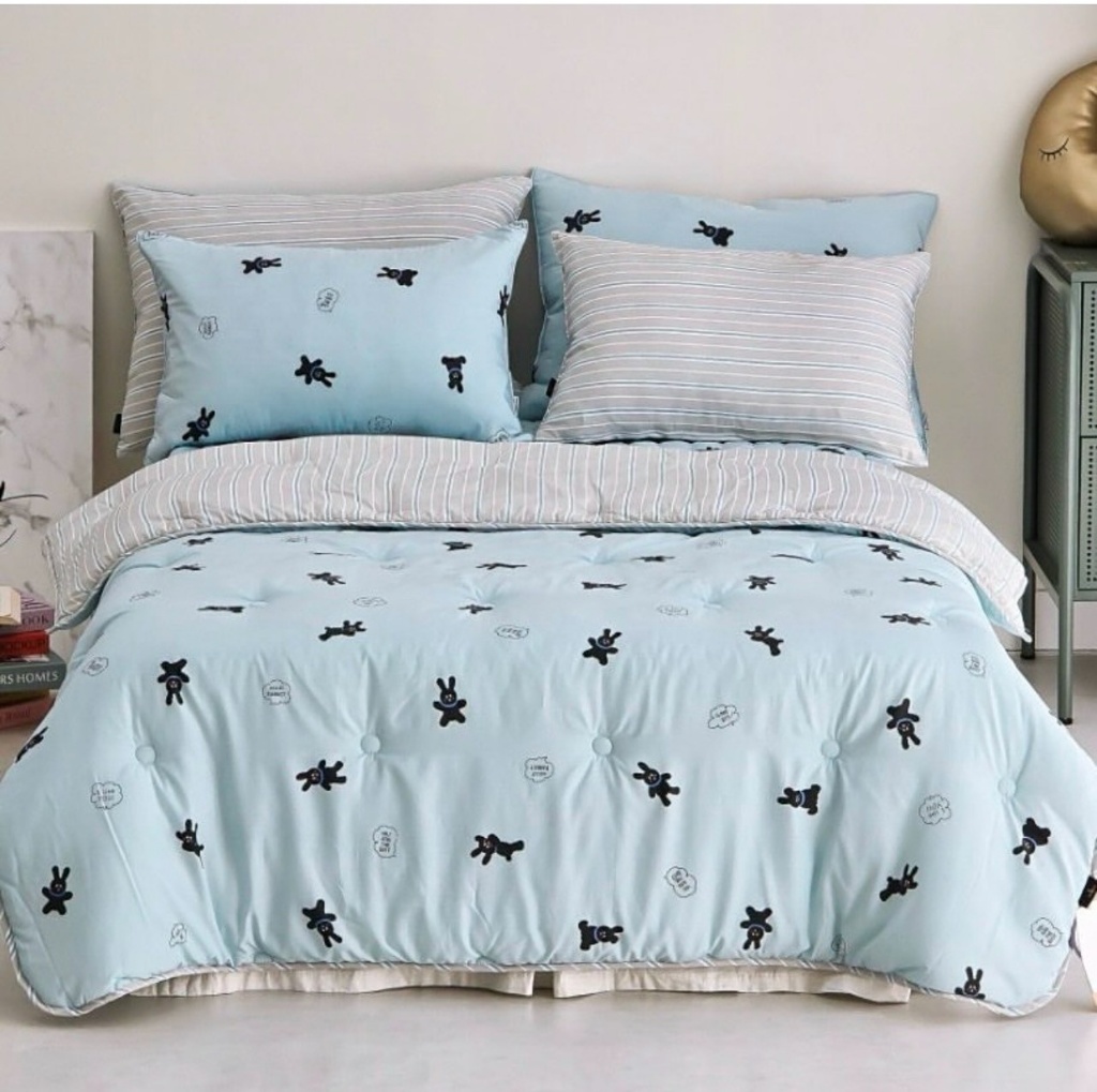 韓國🛏️🐻 可愛小熊圖案 四季被｜極細纖維混天絲