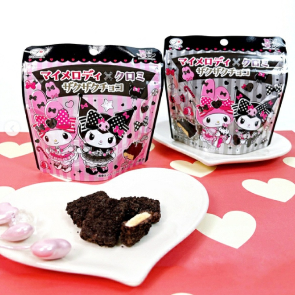 🎀【日本不二家×My Melody & Kuromi 聯名脆脆巧克力｜34g 夾鏈包】《 一組兩包》