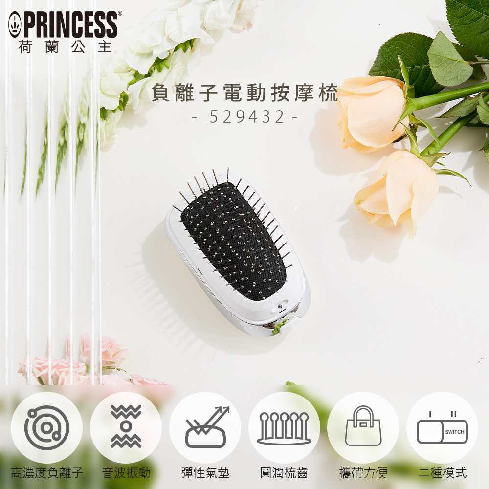 👑 PRINCESS 荷蘭公主 負離子電動按摩梳-無柄