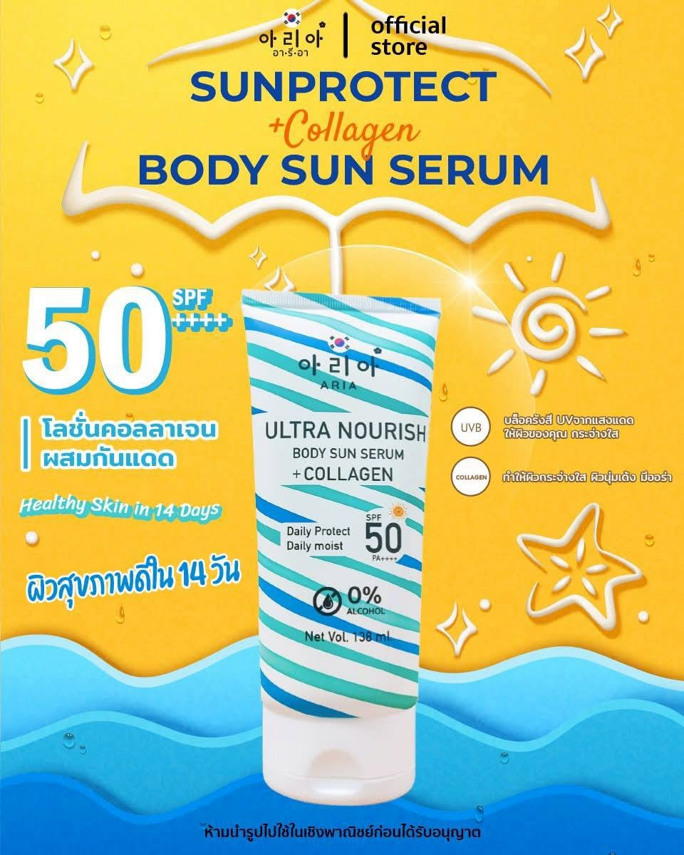 【泰國🇹🇭ARIA 高效防曬亮膚身體精華 SPF50 PA++++】138ml
