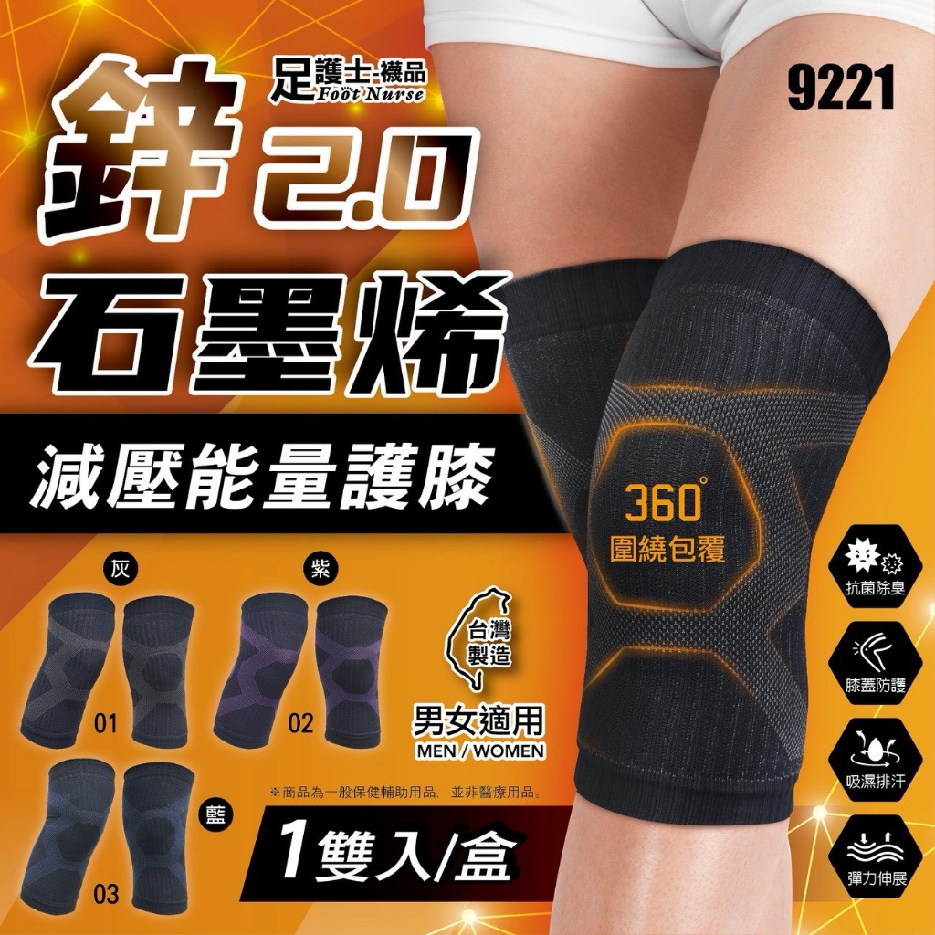 鋅+石墨烯2.0減壓能量護膝(1雙入)