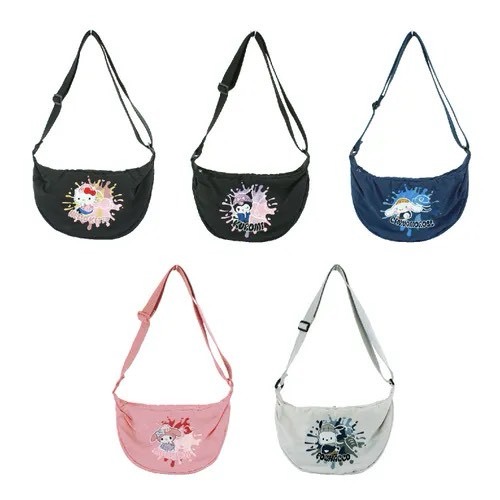 【日本🇯🇵Sanrio 刺繡角色圓弧造型輕量肩背包】