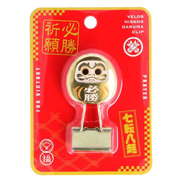 🧷【日本 VELOS 金色達摩造型回形夾 】