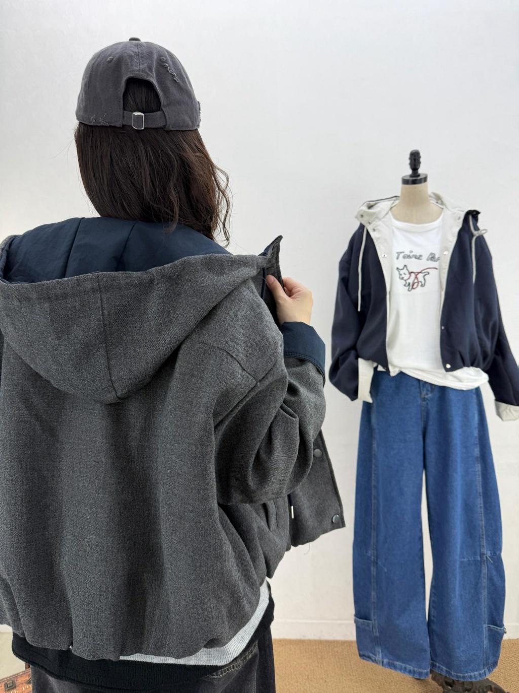 韓系撞色内裡連帽外套