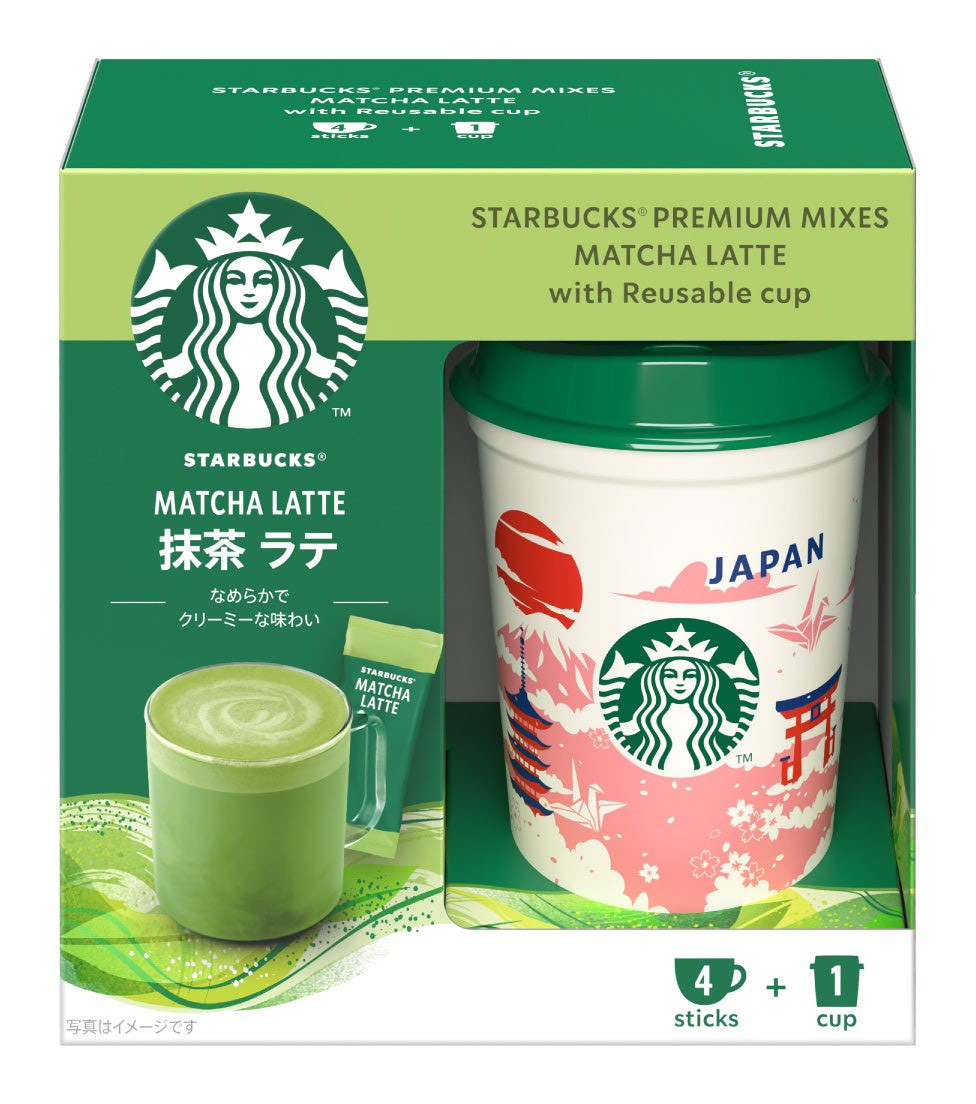 🇯🇵STARBUCKS 日本限定｜抹茶拿鐵 Premium Mixes＋可重複使用杯（4入）