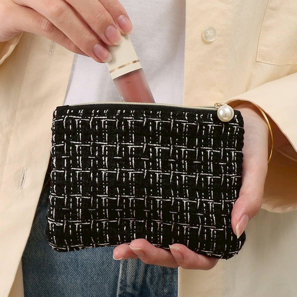 日本🇯🇵小香風珍珠扣編織隨身小物包