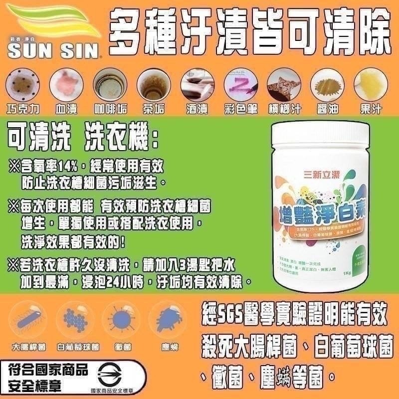 三新立潔 增豔淨白素1公斤(抗菌成份）罐裝
