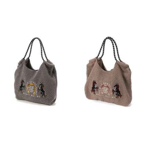 547284🇯🇵 2026 午年限定｜日系馬柄刺繡保暖毛絨托特包（可肩背）
