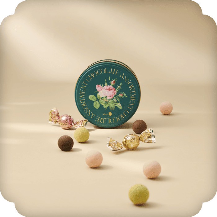 日本 Mary’s Roseine 玫瑰花園・松露巧克力圓鐵盒